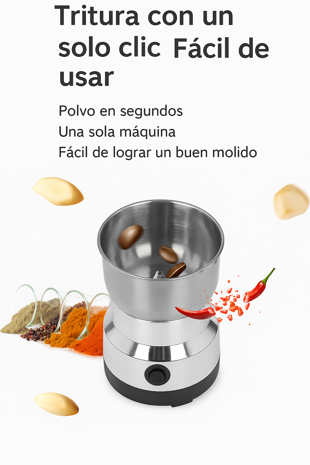 Molinillo Eléctrico Multifuncional para Café, Especias y Granos