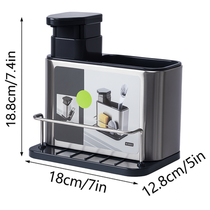 Dispensador y Organizador de Acero Inoxidable 3 en 1 – Sin electricidad